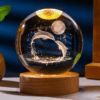 Fish and Love - 3D Solar System Crystal Ball Night Lamp with LED wooden base
