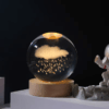 Cloud and Rain - Solar System 3D Crystal Ball Night Light with LED Wooden Stand
